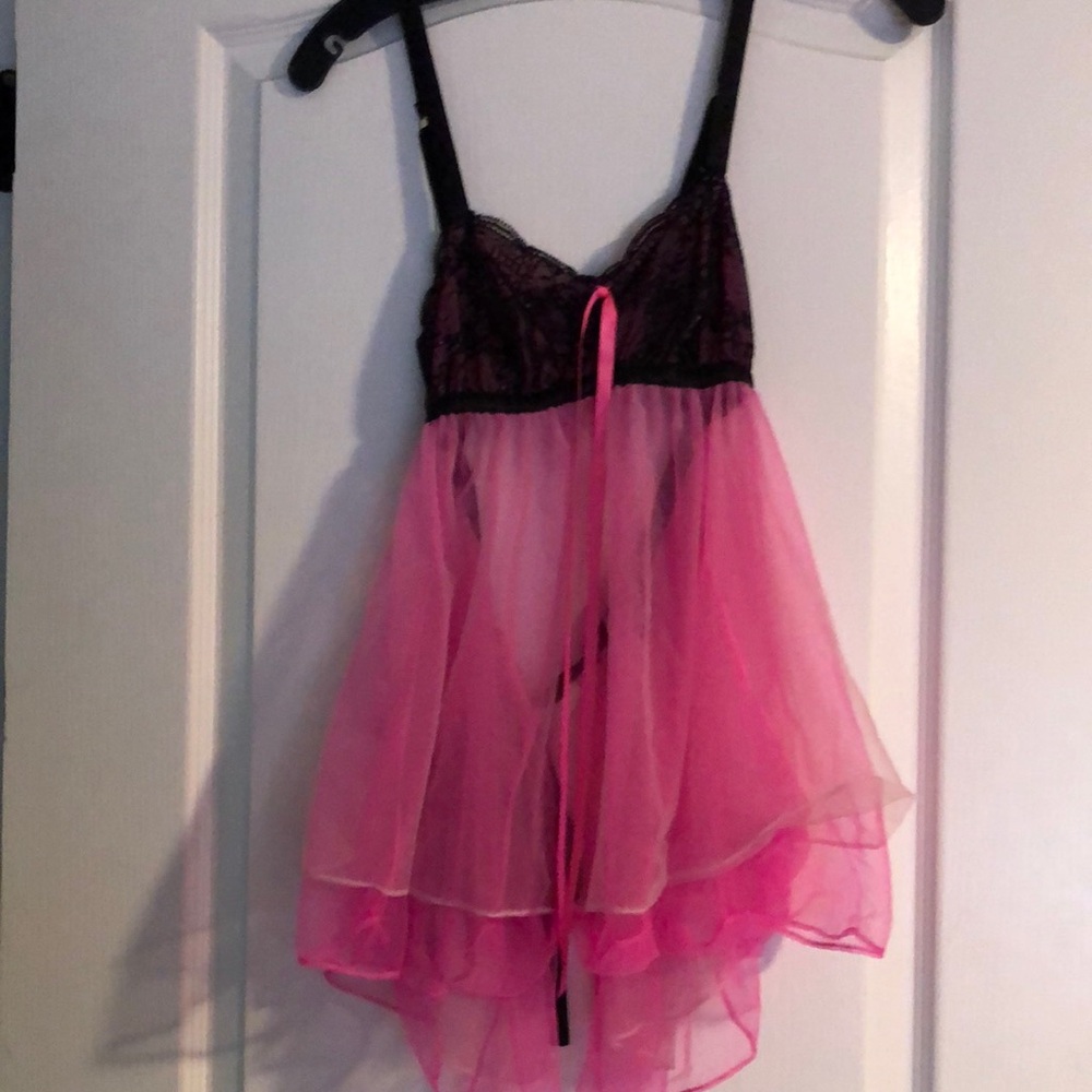 Victoria's Secret Black and Pink Babydoll Lingerie